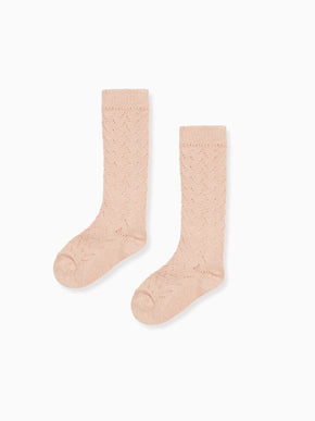Dusty Pink Openwork Knee High Socks