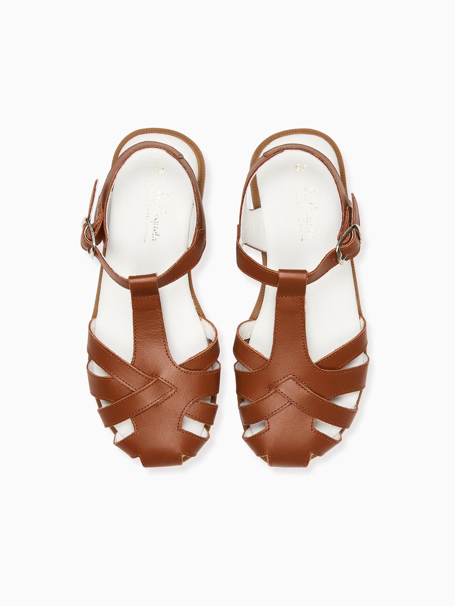 Image of Tan Sofia Leather Girl Sandals
