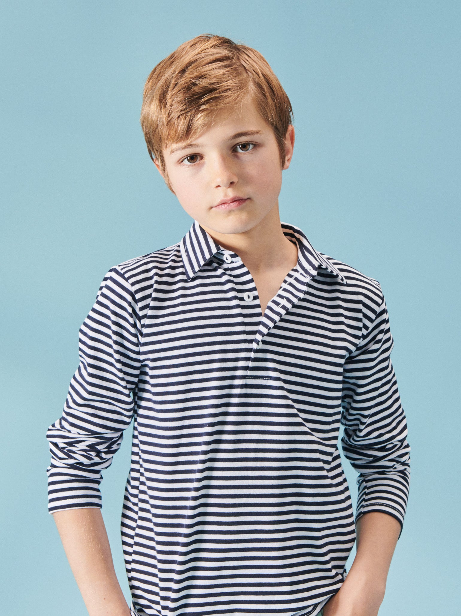 Blue Stripe Vola Boy Polo Shirt