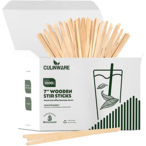 Premium Wooden Coffee Stirrer Sticks, Thick Birch Wood 1000 Count, 5.5  Inches.