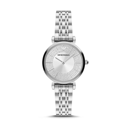 women's silver emporio armani watch