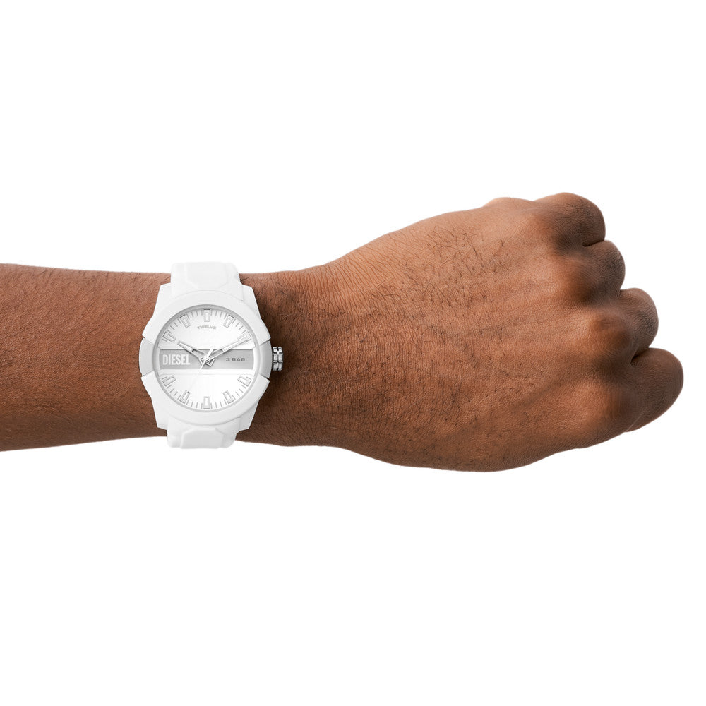 Diesel Framed Three-Hand White Silicone Watch DZ1988 – Watch