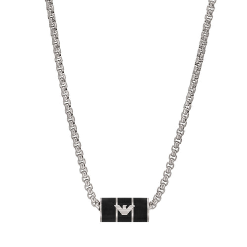 Emporio Armani Black-Tone Stainless Steel Chain Necklace