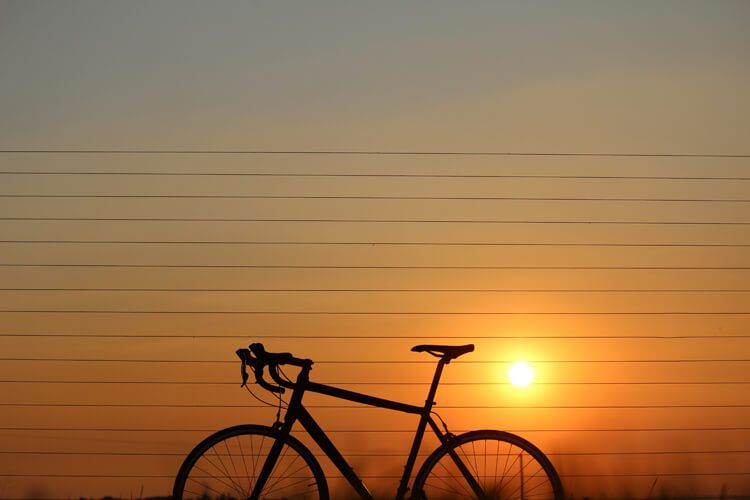 a normal bike at the sunset