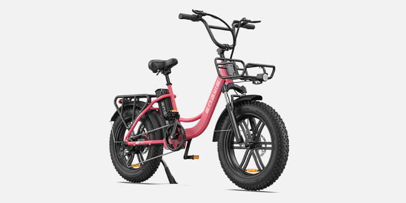 a flamingo pink engwe l20 e fat bike