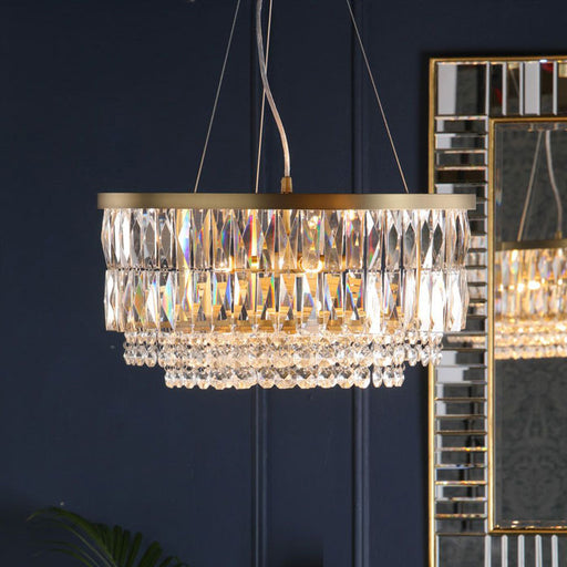 Laura Ashley Elwick 6 Light Pendant Matt Brass & Crystal LA3756208-Q —  Barrett Castle Lighting