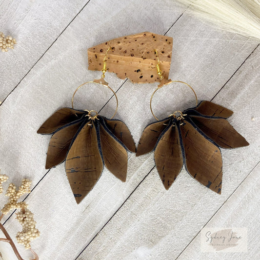 Genuine Cork and Leather Petite Angled Bar Earrings/your 