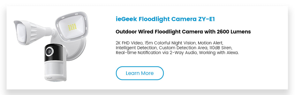 2K Outdoor Wired Floodlight Camera with 2600 Lumens and 110dB Siren - ieGeek ZY-E1 (Discount: 40% Off)