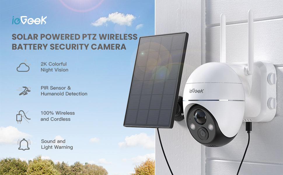 ZS-GX1S (With Panel) - 2K Solar Security Camera with Spotlight