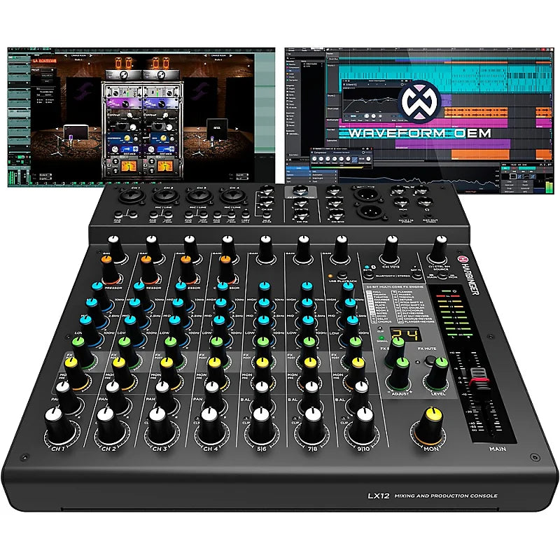 Harbinger LX12 12-Channel Analog Mixer With Bluetooth, FX and USB Audi