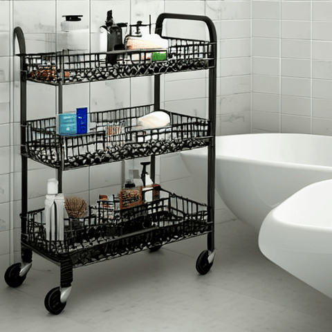 rolling cart in bathroom