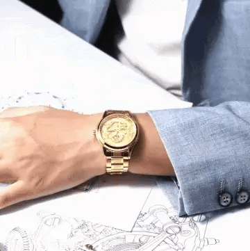 Relógio Masculino Dourado de Luxo