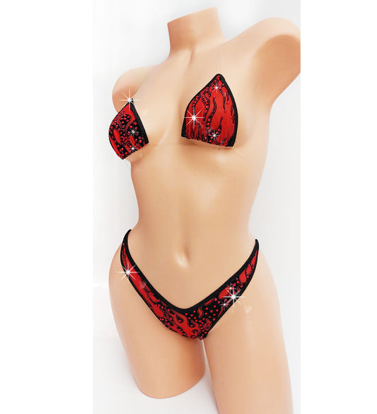 So romantic! Sparkle trim Glows in Black Lite! Red Hologram clear elas – my- thong-store