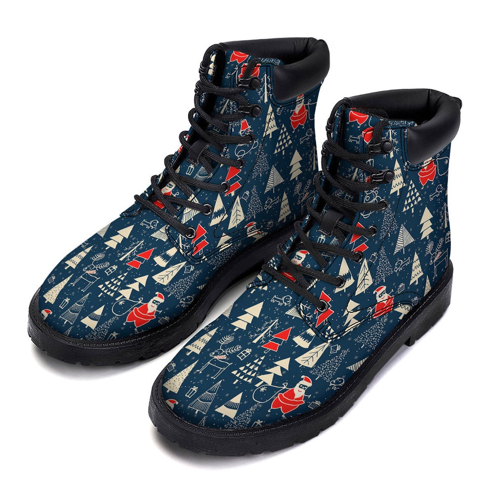 Christmas Boots, Tree Merry Christmas Print Pattern Boots