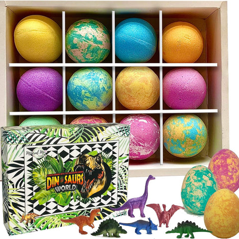 Colorful Easter stuffers with hidden dinosaur toys inside