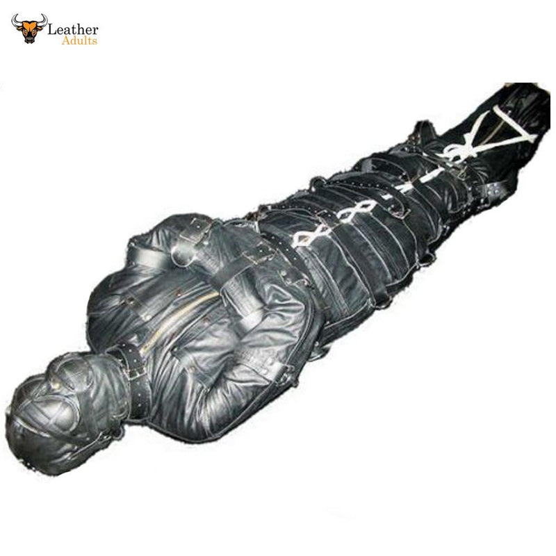 Full Heavy Duty Leather Sleepsack Straightjacket Combo Bondage Made to ...