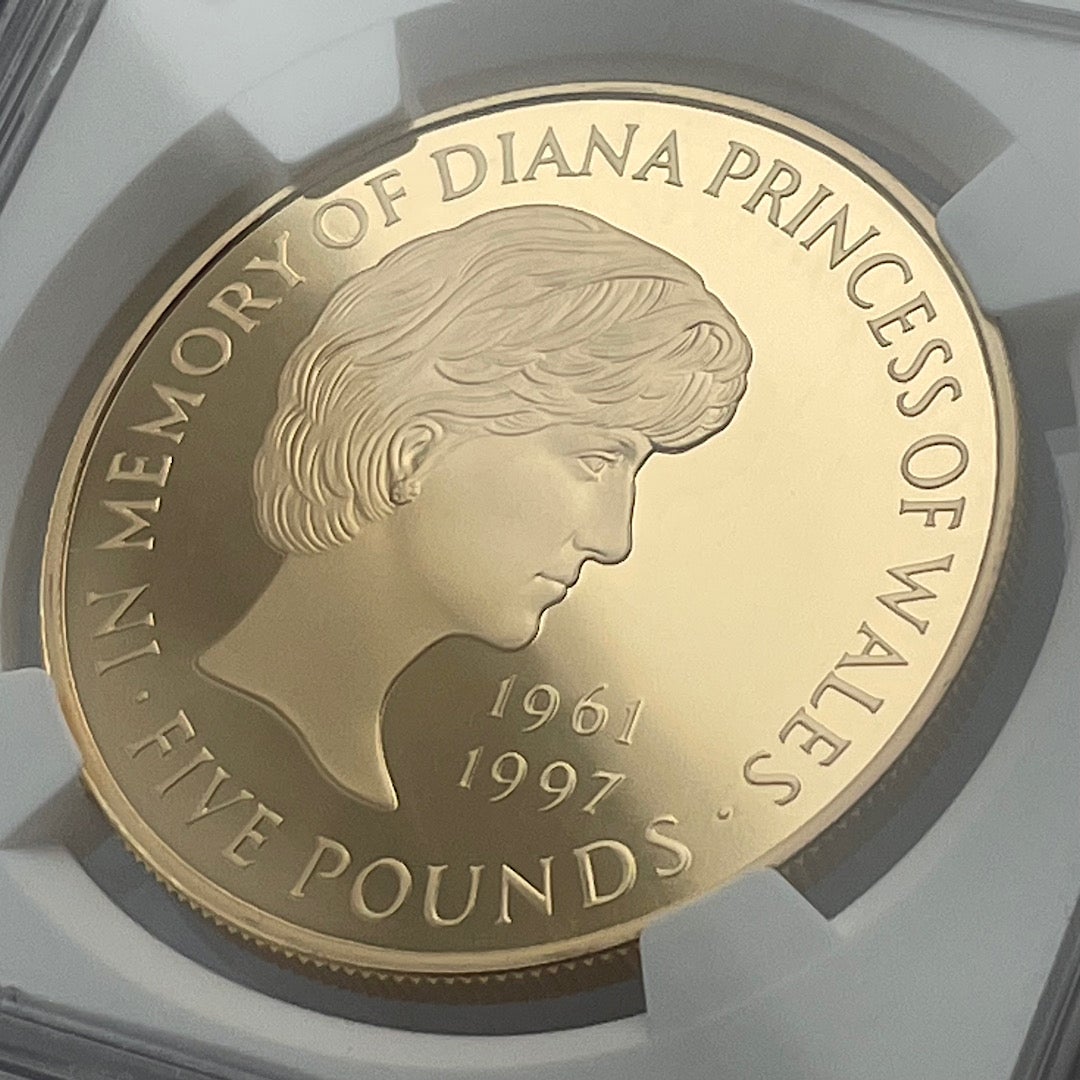 1999 イギリス ダイアナ妃追悼 £5 プルーフ銀貨 NGC PF69UC ④-