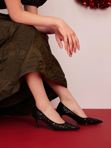 PAZZION OFFICIAL_HOLIDAY 2025_The Festive Edit_Raena Sequined Mesh Heels