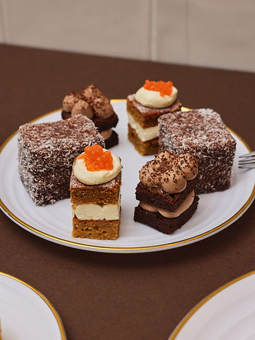 PAZZION CAFE_Little Luxury_Chocolate Royale Cake_Carrot and Ginger Cake_Lamingtons