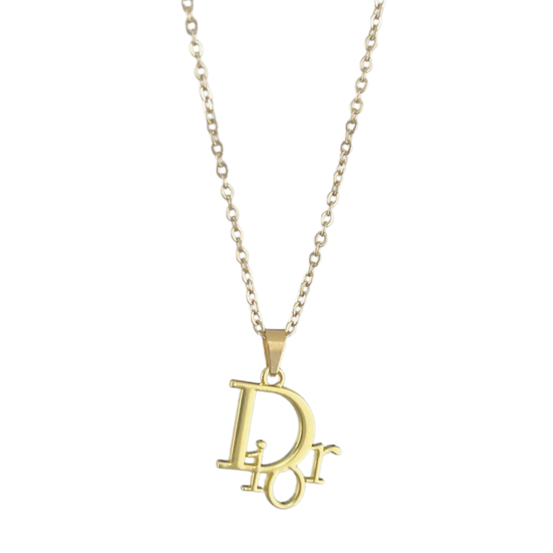 Christian Dior CD Logo Gold Tone Pendant Chain Necklace Dior  TLC