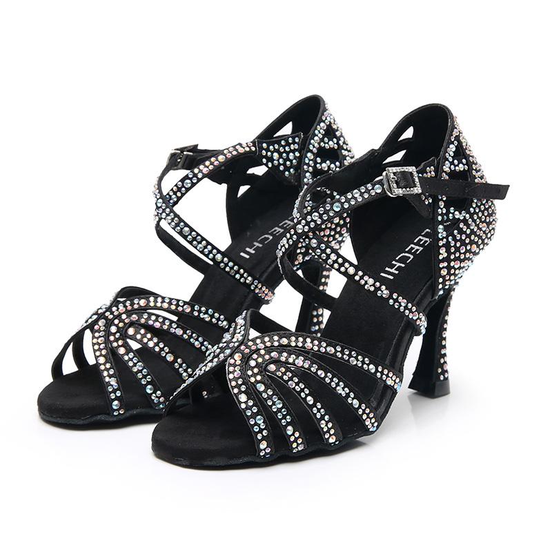 DS Women's Satin Customized Heel Ballroom Dance Shoes Latin Shoes