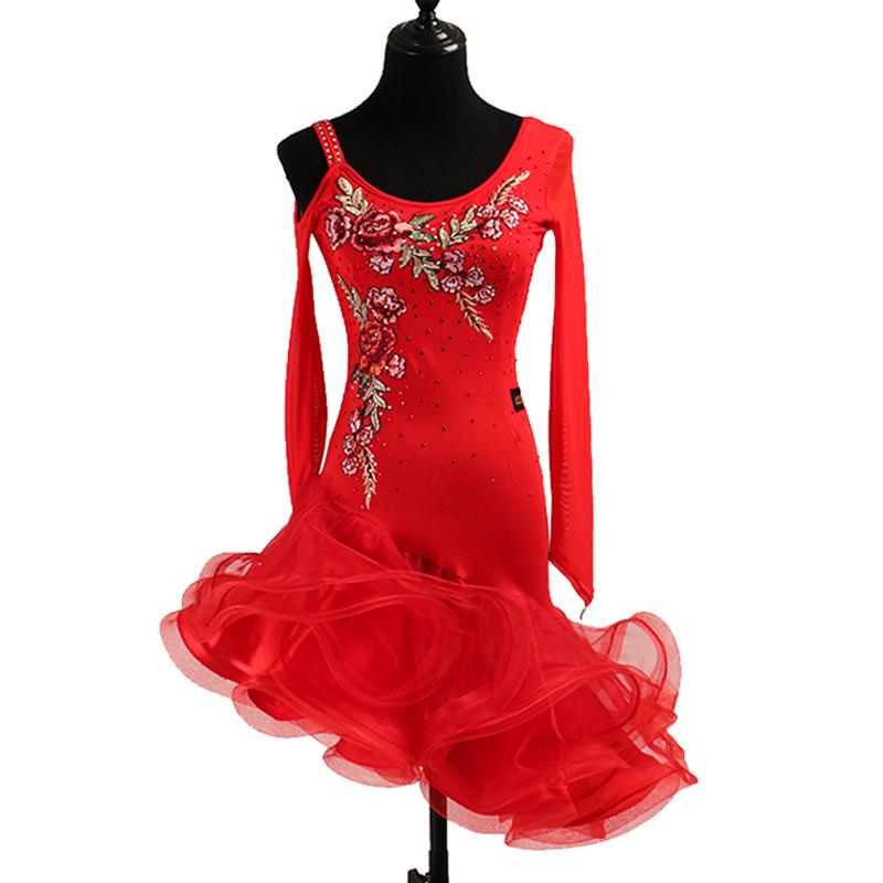 Customisable-Spandex Embroidery Latin Dance Dress Competition Dress ...