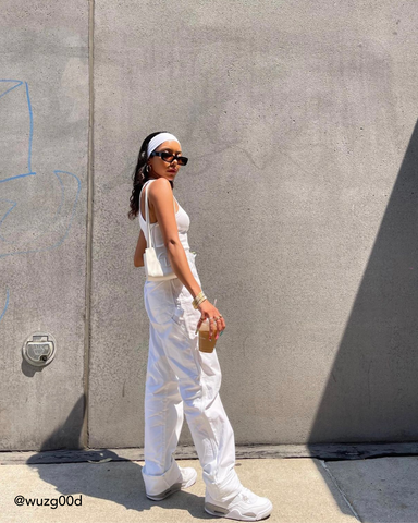 all white outfit with jordans