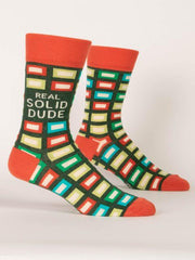 multi coloured socks with Real Solid Dude written on them