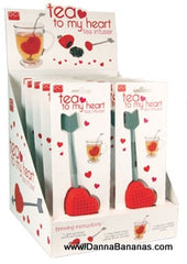 Tea infuser in the shape of a heart, perfect for brewing your favorite tea leaves.