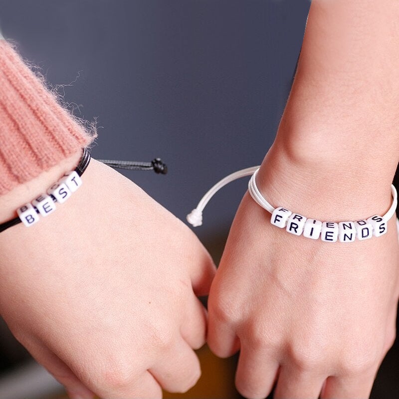 Bracelet d'amitié cadeau pour meilleur ami paillettes poignet bijoux  longueur réglable pour les filles