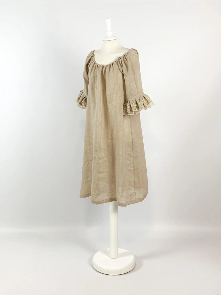 Renaissance Chemise in Sand Linen Gauze - Atelier Serraspina