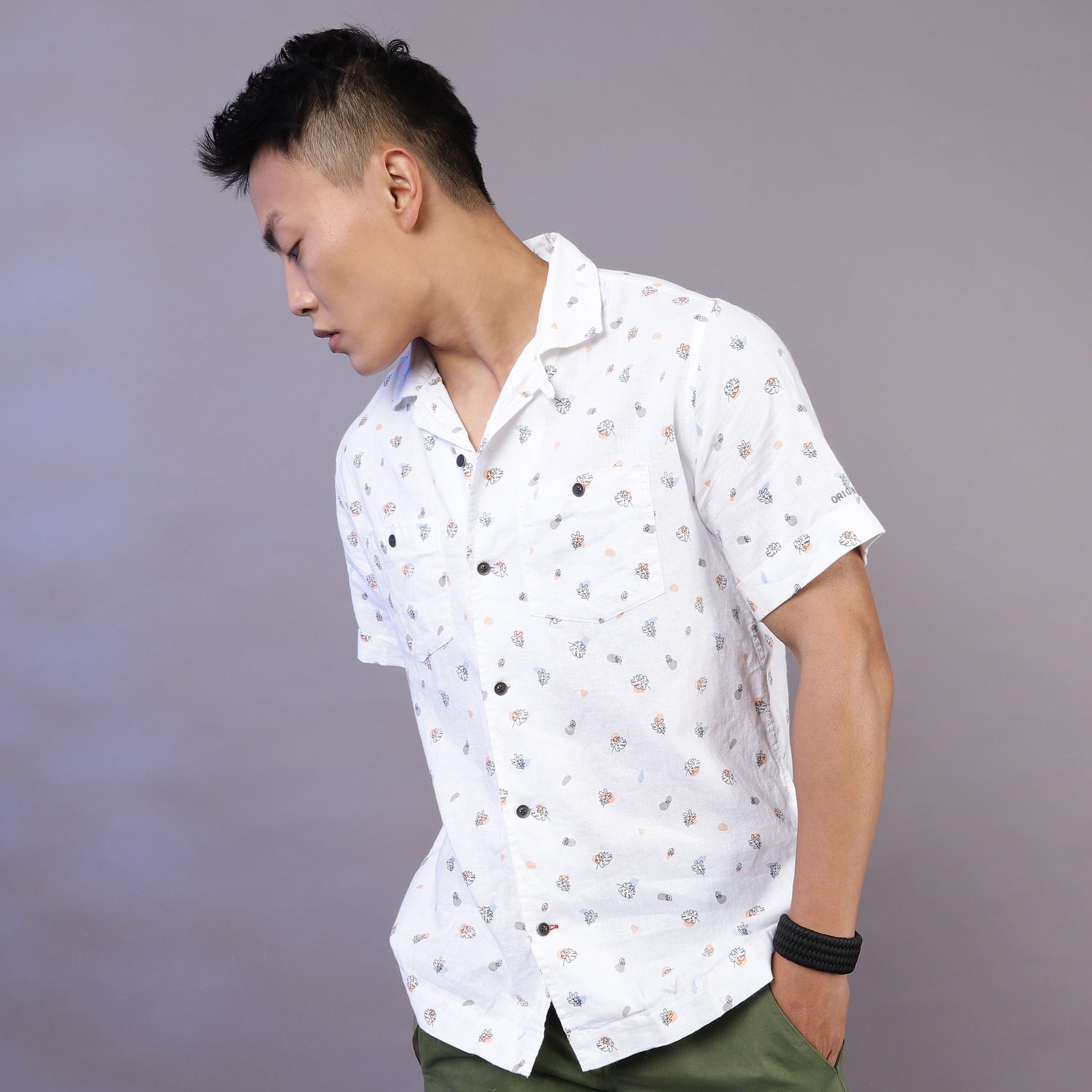 Swanky White Printed Shirt With Pockets