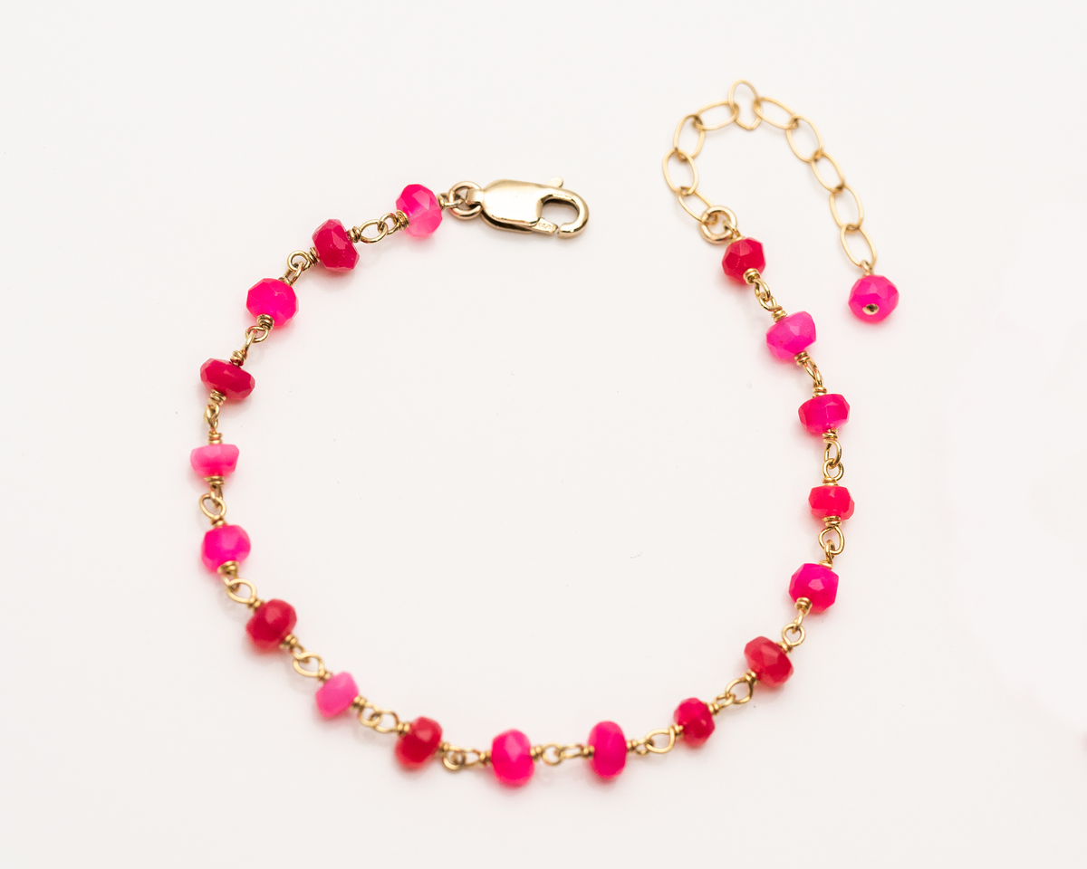 Hot Pink Rosary Bracelet | Bedrock Bijoux