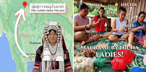 50% of our team are Akha women - Macrame by Nicha Christmas decorations