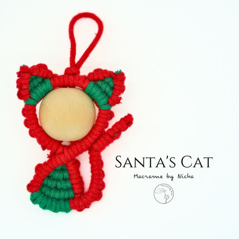 SANTA'S CAT - แมววันคริสต์มาส - ของตกแต่งคริสต์มาส - Christmas Ornaments Thailand - Macrame by Nicha - Online shop