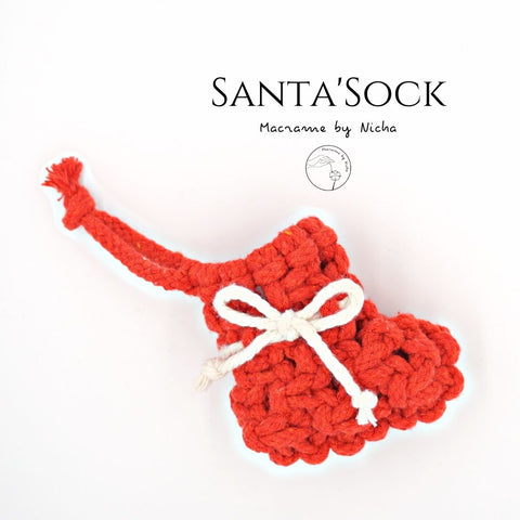 SANTA'SOCK - ถุงเท้าซานต้า- ของตกแต่งคริสต์มาส - Macrame by Nicha