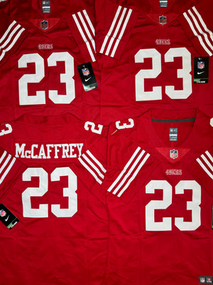 WOMENS SAN FRANCISCO 49ERS CHRISTIAN McCAFFREY #23 RED JERSEY - PHRESHC0