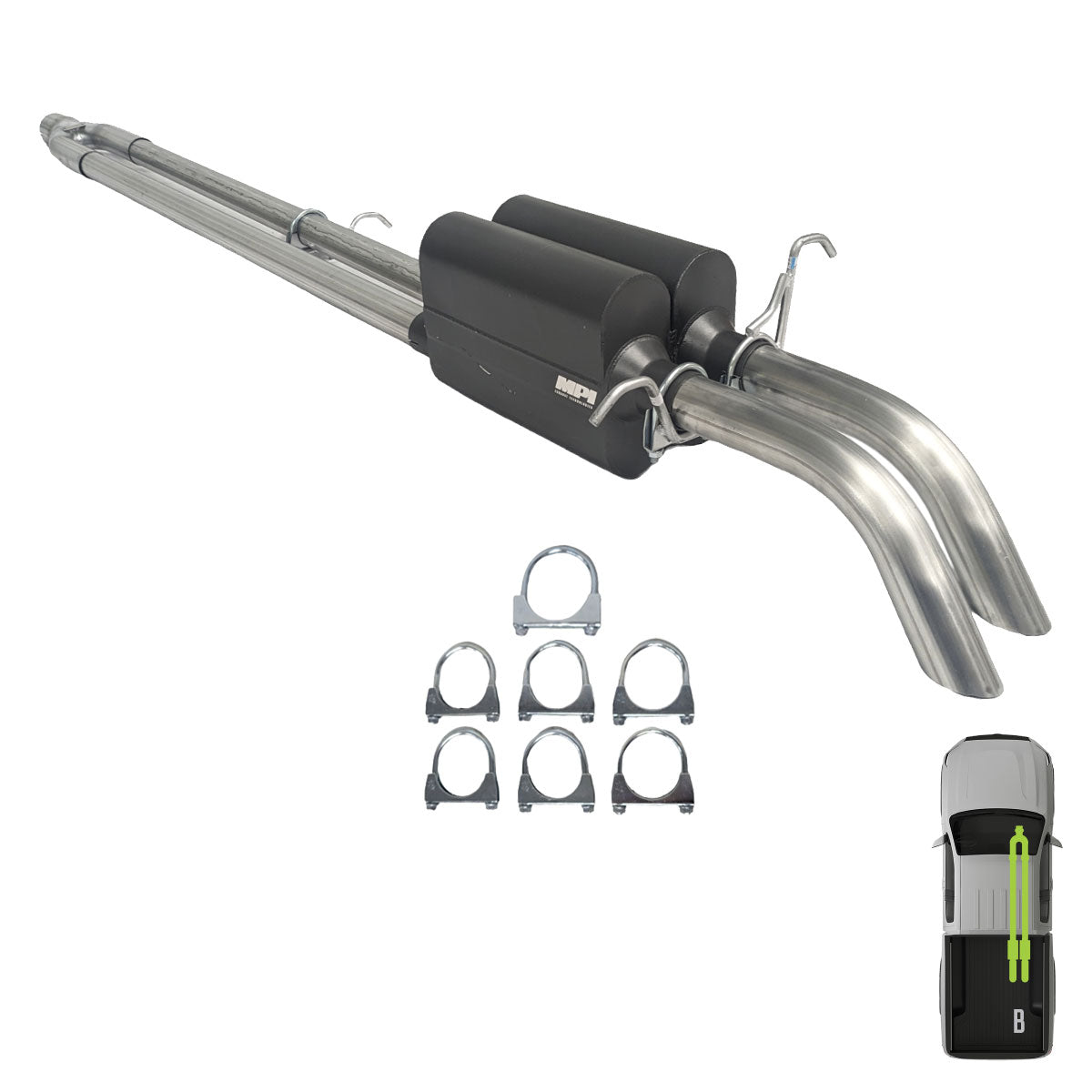 Toyota Tacoma, 2005-2023, V6 - MPI Bullnoze Exhaust Series