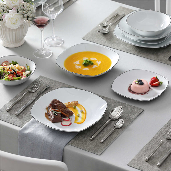 MALACASA Elisa 24 Piece Porcelain Dinnerware Set