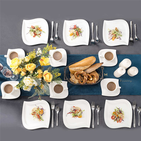 MALACASA Elvira Marble Grey 18 Piece Porcelain Dessert Set