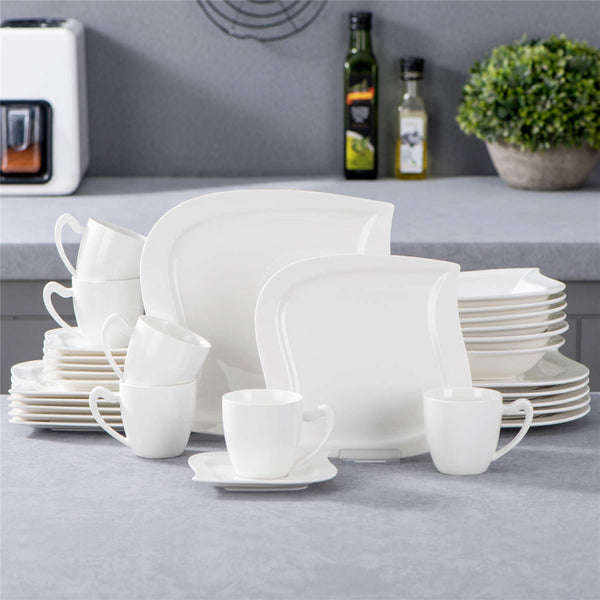 MALACASA Flora 6-Piece Porcelain White Egg Cup Holders for Soft