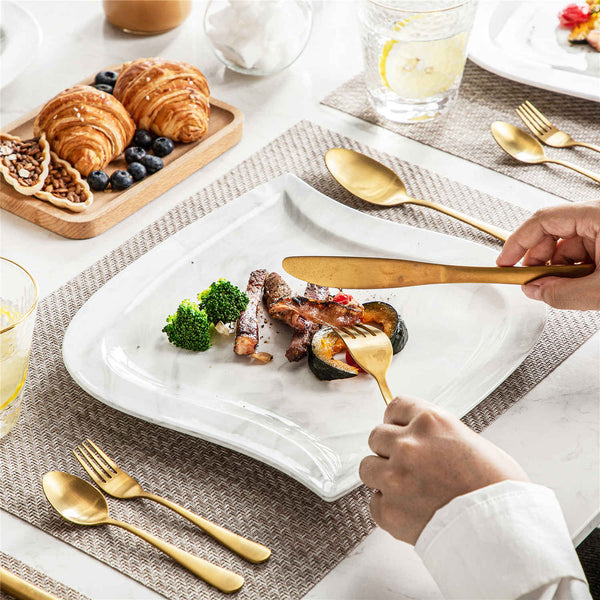 MALACASA Elvira Marble Grey Porcelain Dinner Plates Set of 6