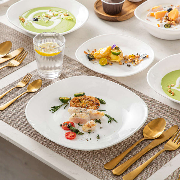 MALACASA Esmer 24 Piece Opal GlassDinnerware Set