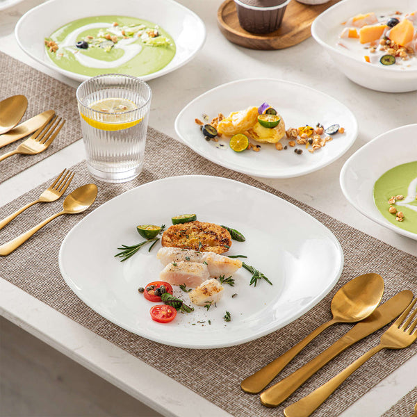 MALACASA Esmer 24 Piece Opal Glass Dinnerware Set