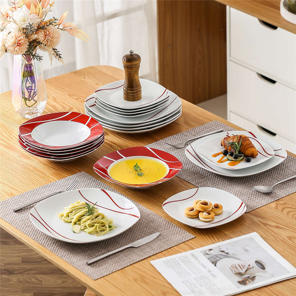 MALACASA Felisa 18 Piece Porcelain Dinnerware Set