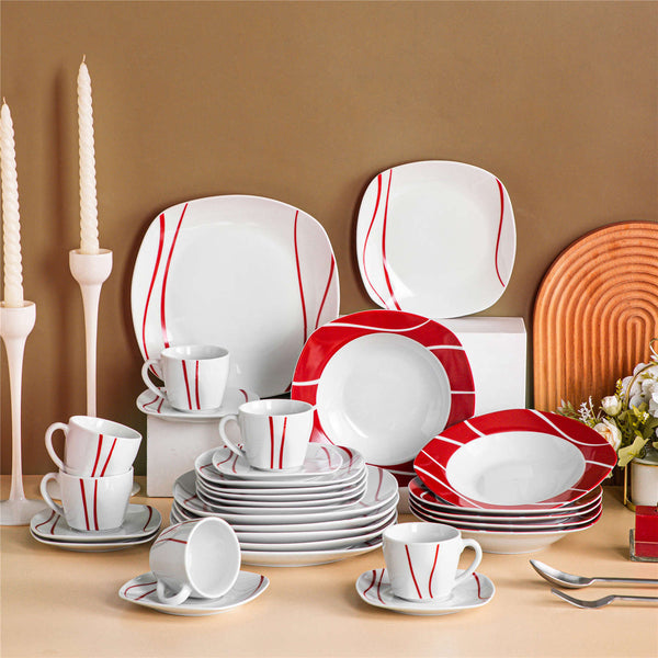 MALACASA Felisa 30 Piece Porcelain Dinnerware Set
