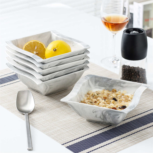 MALACASA Flora Marble Grey Cereal Bowls