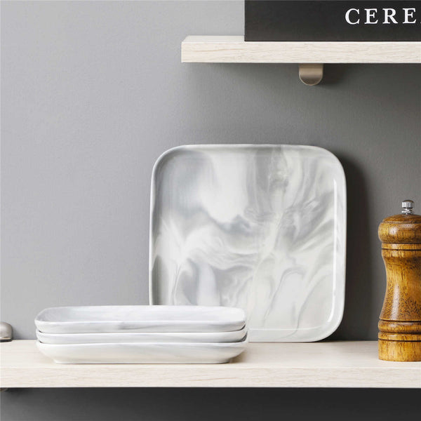 MALACASA IVY Marble Grey Dessert Plates