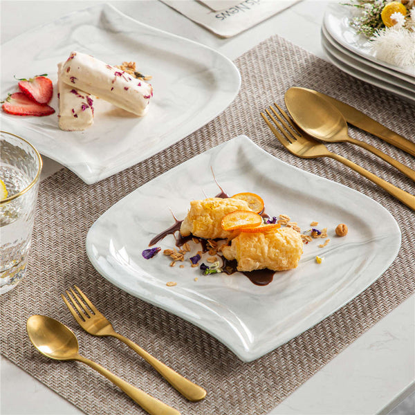 MALACASA Elvira Marble Grey Dessert Plates