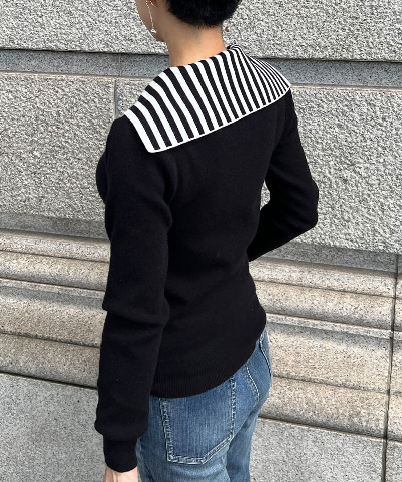 海外販売× Bluelea ブルレア sailor collar rib knit ニット - 通販